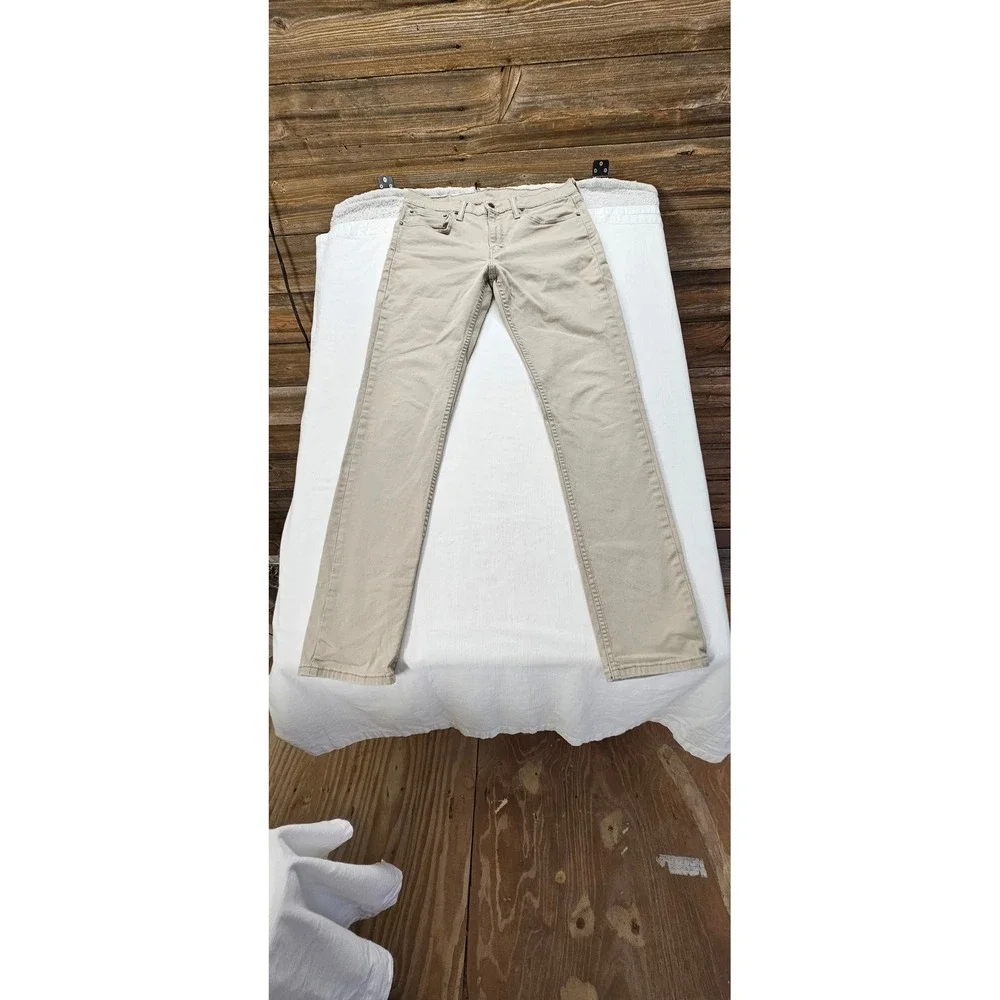 Levis 511 Slim Fit Khaki Tan Pants Mens 34x36 Cotton Blend Stretch Trousers